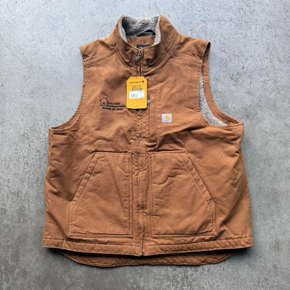 NEW Carhartt Workwear Fur Lined Zip Up Canvas Khaki West Skate Outdoors